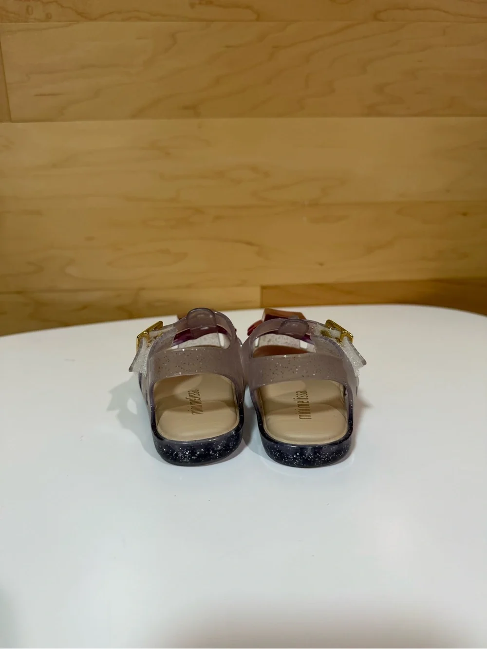 Mini Melissa Clear Glitter Jelly Sandals with Purple Popsicle Accent